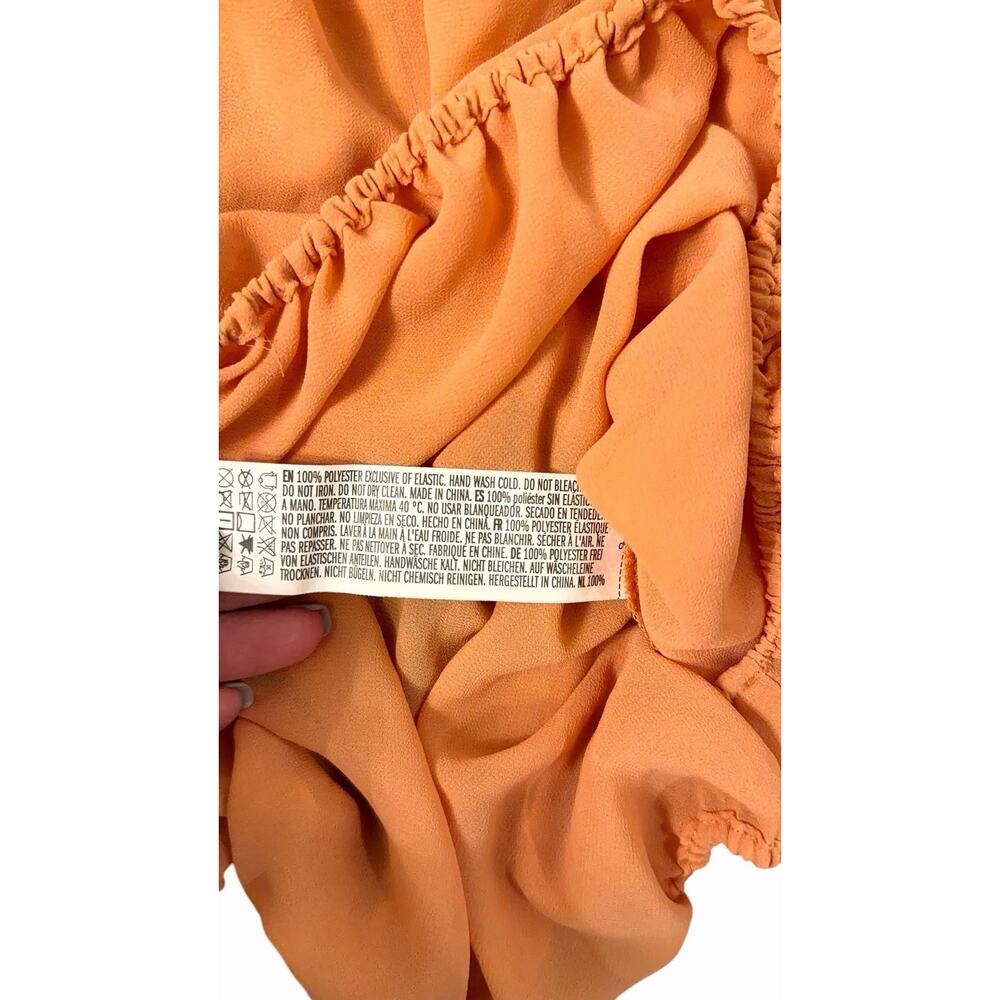 Forever 21 Orange Off-the-Shoulder Cropped Blouse Long Sleeve Sheer Y2K style - Picture 4 of 4